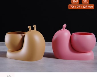 Snail Planter STL File: 3D Printing Animal Pot (Digital Download)