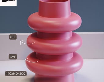 Modern 3D Printed Vase STL & 3MF File: Minimalist Decor (Digital Download)