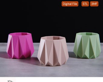 3D Printed Modern Planter: Home Decor STL File (Digital Download)