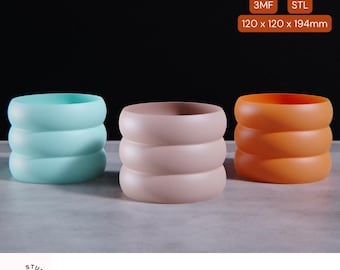 Ripple Planter - Vaso per piante stampato in 3D, file STL e 3MF per l'arredamento della casa