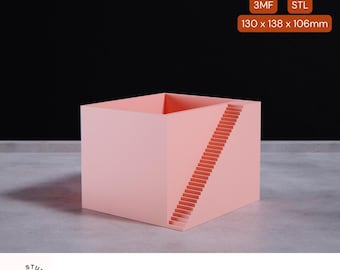 Geometrischer Blumentopf mit Treppe - 3D Gedruckte STL, 3MF-Datei