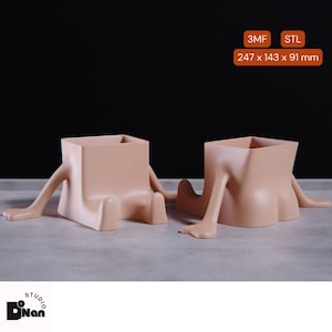 Funny Legs Planter - STL File for 3D Printing, Cute Plant Pot with Arms and Legs, Playful Home Decor