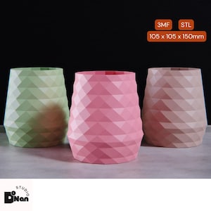 Twisted Faceted Vase - 3D Printing STL, Geometric Planter for Home