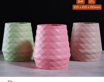 Jarrón facetado retorcido - Impresión 3D STL, Macetero geométrico para el hogar