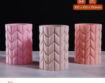 Jarrón de punto texturizado (archivo STL): Decoración moderna con impresión 3D (descarga digital)