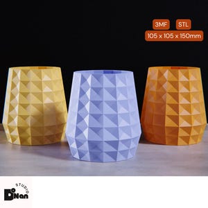 Low Poly Diamond Vase - 3D Printable Planter, Polygonal Home Decor STL
