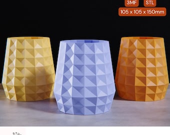 Low Poly Diamond Vase - 3D druckbare Pflanzschale, polygonale Innendekoration STL