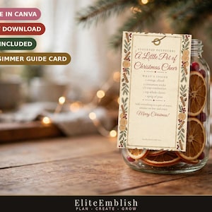 Printable Simmer Pot Tags, Christmas Stovetop Potpourri Gift Tags, Vintage Simmering Pot Tags, Editable + Print Ready, Instant Download
