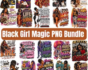 May include: A digital collection of twenty-four graphic illustrations featuring Black women in various outfits and poses, accompanied by motivational text such as Built on Purpose, Booked Blessed Busy, and God is My Strength and My Refuge.