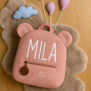 Sac à dos doux pour tout-petits ours en peluche avec nom personnalisé | Cartable pour enfants | Rentrée des classes, souvenir | Sac à dos ours en peluche, sac à dos personnalisé