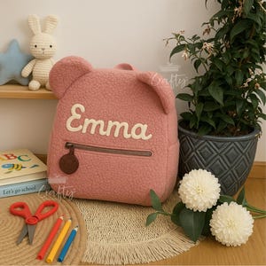 Sac à dos doux pour tout-petits ours en peluche avec nom personnalisé | Cartable pour enfants | Rentrée des classes, souvenir | Sac à dos ours en peluche, sac à dos en peluche personnalisé