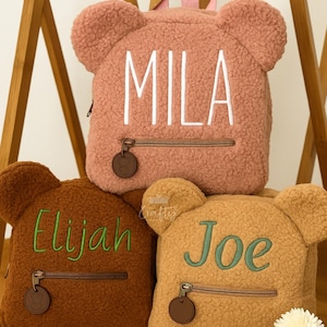 Sac à dos doux pour tout-petits ours en peluche avec nom personnalisé | Cartable pour enfants | Rentrée des classes, souvenir | Sac à dos ours en peluche, sac à dos en peluche personnalisé