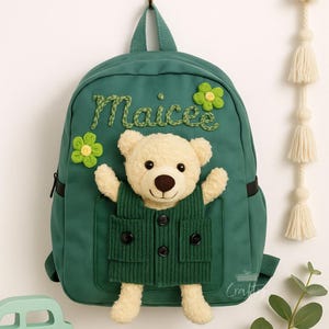 Sac à dos pour tout-petit ours en peluche avec nom personnalisé | Cartable pour enfants | Rentrée des classes, souvenir | Sac à dos ours en peluche, sac à dos personnalisé