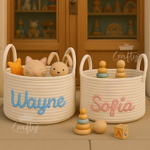 Benutzerdefinierte Name Babykorb | Bestickter Korb für Kleinkinder | Personalisierter Babykorb | Benutzerdefinierte Andenken | Baby Kleinkind Korb | Baby Geschenk