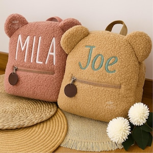 Sac à dos doux pour tout-petits ours en peluche avec nom personnalisé | Cartable pour enfants | Rentrée des classes, souvenir | Sac à dos ours en peluche, sac à dos en peluche personnalisé
