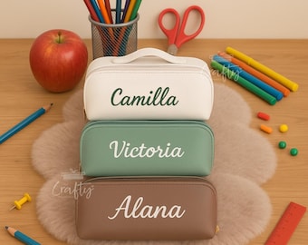 Custom Name Stationery Bag | Embroidered Name | School & Uni Gifts, Pencil Pouch | Travel Case, Personalised Gift for Students | Organiser