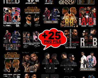 Paquete +25 Usher Chris Brown Raymond and Brown R&B Tour PNG (Descarga digital)