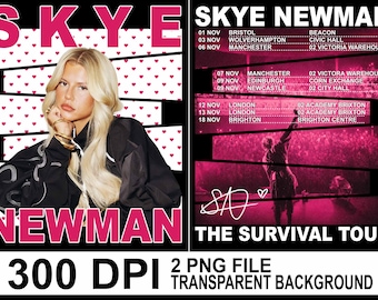 Diseño de camiseta en formato PNG del paquete Skye Newman Survival Tour 2026 (descarga digital)