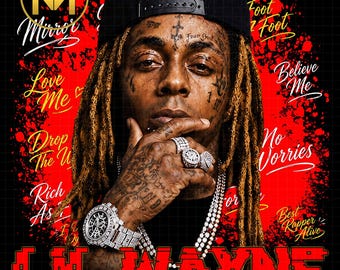 Lil Wayne PNG T-shirt Design, Hip Hop Rapper Graphic (Digital Download)