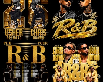 Paquete de 4 archivos PNG de Usher, Chris Brown, Raymond and Brown R&B Tour (descarga digital)