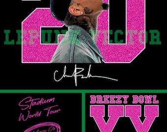 Archivo PNG de la gira Breezy Bowl XX de Chris Brown, diseño de camiseta (descarga digital)