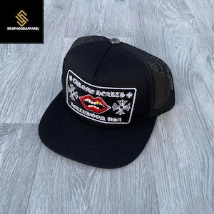 Boné de beisebol snapback preto da Brand New Lips, boné de caminhoneiro preto