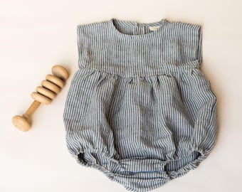 Ferry Gender Neutral Romper Sewing Pattern:  Linen Baby Bubble (PDF Digital Download)