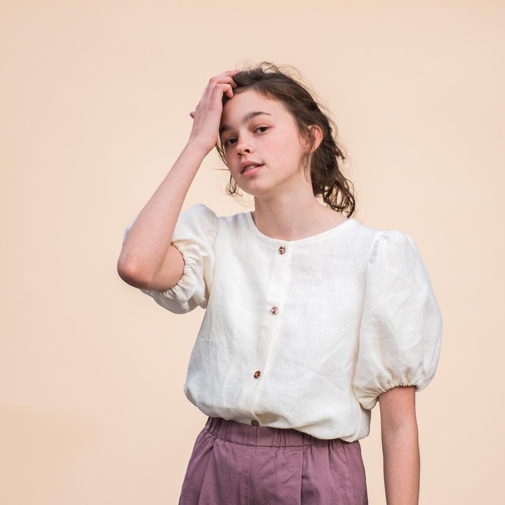 elfbar nachfüll pod läuft aus Puff Sleeve Oxford Shirt-White main image 0