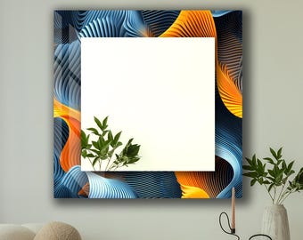 Abstract Tempered Glass Wall Mirror - Modern Home Decor