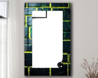 Abstract Tempered Glass Wall Mirror: Modern Living Room Decor