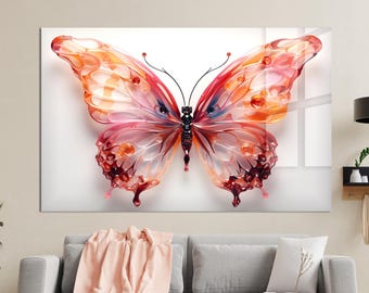 Butterfly Tempered Glass Wall Art: Abstract Home Decor