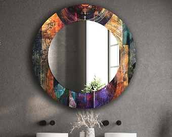 Abstract Tempered Glass Wall Mirror: Modern Home Decor