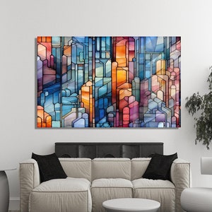 Stained Glass Wall Decor, Extra Large Tempered Glass Wall Art, Living Room Wall Art, Home Decor, Abstract Glass Art, Housewarming Gift