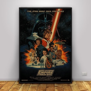 Póster de Star Wars: El Imperio Contraataca / Arte mural de Luke Skywalker / Decoración del hogar / Impresión en papel kraft / Póster de regalo / Póster de película