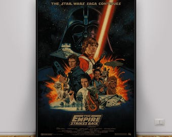 Star Wars Empire Strikes Back Poster | Luke Skywalker Wall Art | Home Decor | Kraft Paper Print | Gift Poster | Movie Poster