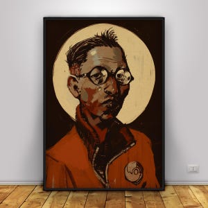 Pôster dos personagens de Disco Elysium | Arte de parede de Kim Kitsuragi | Decoração para casa | Impressão em papel kraft | Pôster para presente | Pôster de jogo