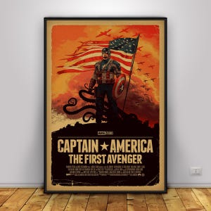 Captain America Poster | Chris Evans Wall Art | Home Decor | Kraft Paper Print | Gift Poster | Movie Poster