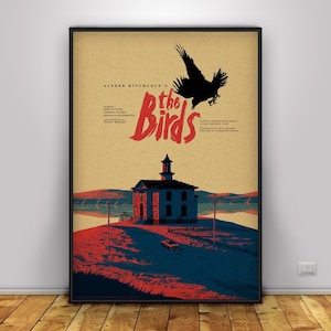 Póster de Los Pájaros / Arte mural de Melanie Daniels / Decoración del hogar / Impresión en papel kraft / Póster de regalo / Póster de película