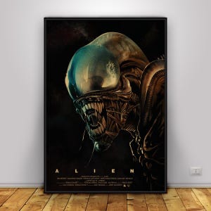 Póster de Alien Xenomorph / Arte mural de película de terror / Decoración del hogar / Impresión en papel kraft / Póster de regalo / Póster de película
