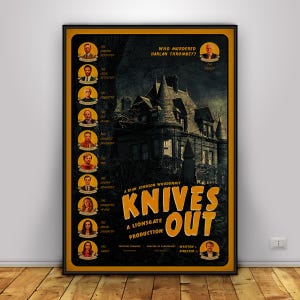 Poster di Cena con delitto / Arte murale di Benoit Blanc / Arredamento per la casa / Stampa su carta kraft / Poster regalo / Poster del film