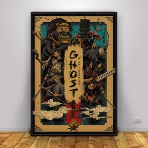 Póster de Ghost of Tsushima / Arte mural de Jin Sakai / Decoración del hogar / Impresión en papel kraft / Póster de regalo / Póster de juego