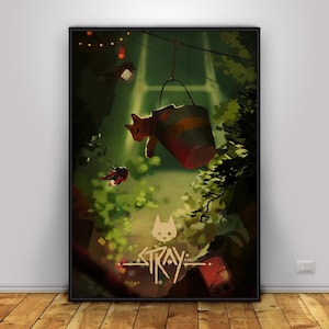 Póster de Stray / Arte mural de juegos de aventuras / Decoración del hogar / Impresión en papel kraft / Póster de regalo / Póster de juegos