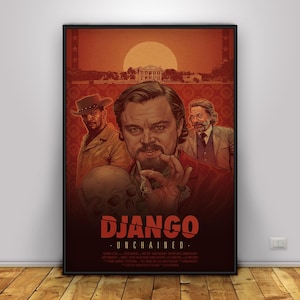 Django Unchained Poster | Tarantino Movie Wall Art | Home Decor | Kraft Paper Print | Gift Poster | Movie Poster