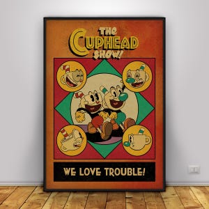 Cuphead Poster | Mugman Wall Art | Home Decor | Kraft Paper Print | Gift Poster | Game Poster