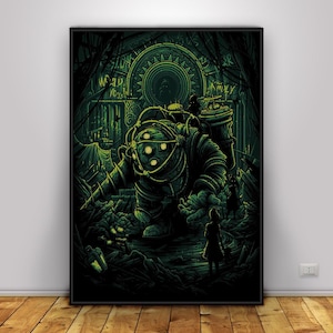 Poster di BioShock / Poster da parete Big Daddy / Decorazioni per la casa / Stampa su carta kraft / Poster regalo / Poster del gioco