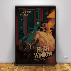 Rear Window Poster | James Stewart Wall Art | Home Decor | Kraft Paper Print | Gift Poster | Movie Poster