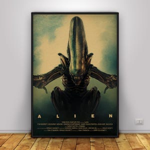 Póster de extraterrestre / Arte mural de xenomorfos / Decoración del hogar / Impresión en papel kraft / Póster de regalo / Póster de película