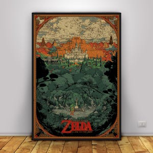 Zelda Poster | Breath of the Wild Wandkunst | Wohnkultur | Kraftpapier Druck | Geschenk Poster | Spiel-Poster