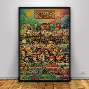 Poster di Stardew Valley / Arte murale di Pelican Town / Decorazione per la casa / Stampa su carta kraft / Poster regalo / Poster del gioco