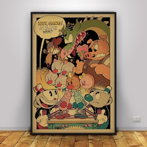 Poster di Cuphead / Arte murale Mugman / Decorazione per la casa / Stampa su carta kraft / Poster regalo / Poster del gioco